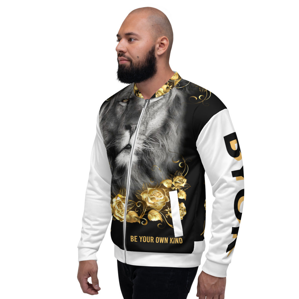 Unisex Handsome Indeed Rose Gold Lion Bomber Jacket